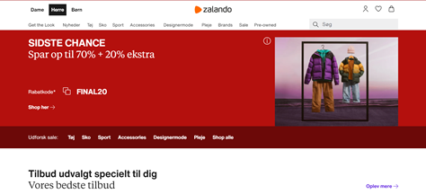 Zalandos forside